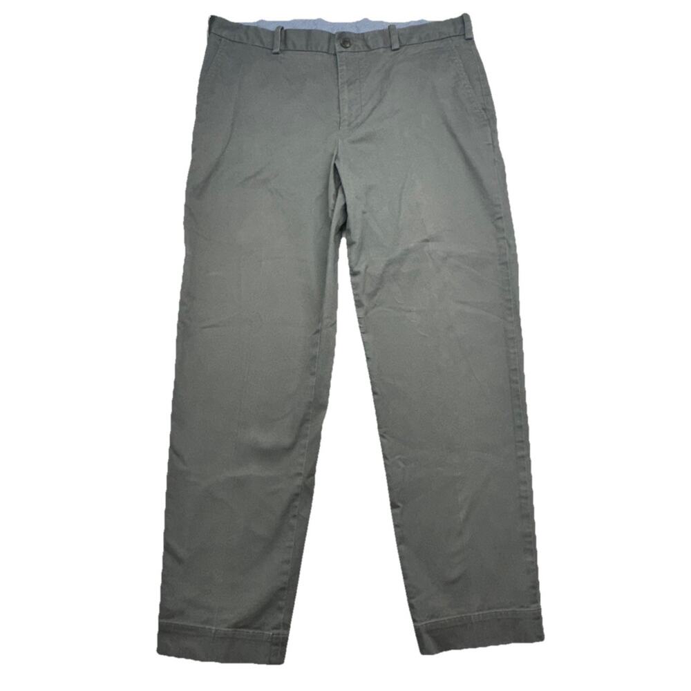 Brooks Brothers Pants Men 38x32 Gray Solid Regular Casual Preppy Cotton Spande6